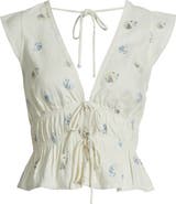 WAYF Clara Tie Front Linen Blend Top