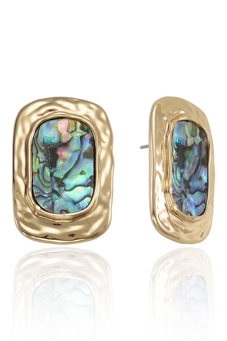 Abalone Rectangular Drop Earrings, Main, color, GOLD