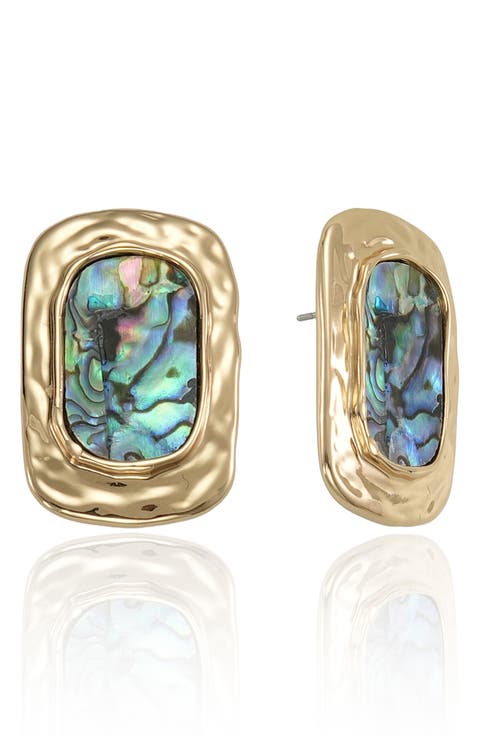 Abalone Rectangular Drop Earrings