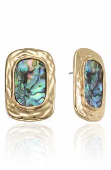 Abalone Rectangular Drop Earrings