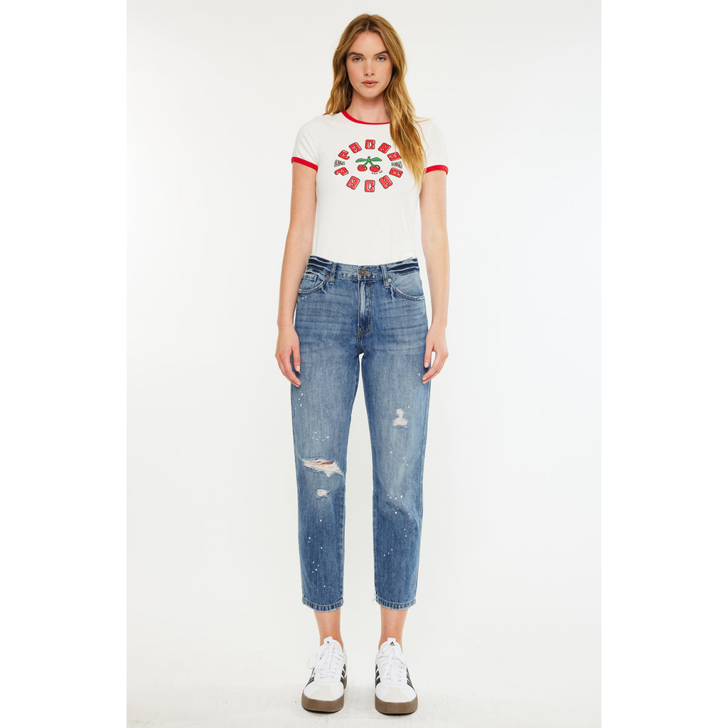 Kancan Lorelei Ultra High Rise Mom Jeans In Blue