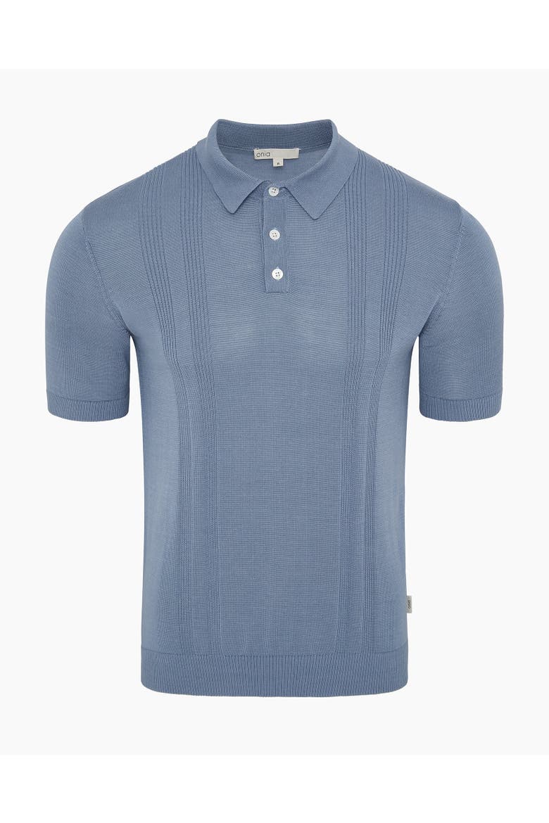Silk Ribbed Knit Polo, Alternate, color, LAGOON