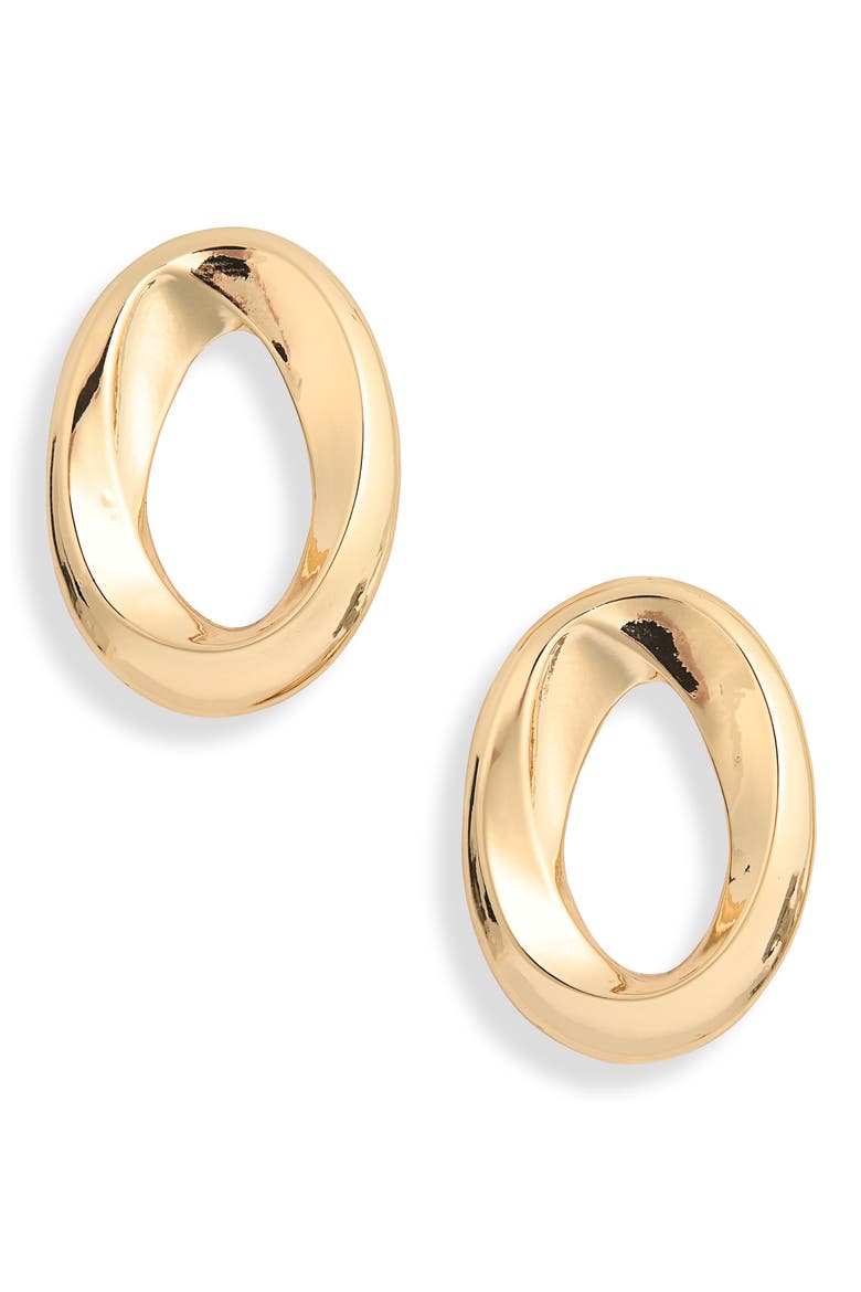 Oval Runway Earrings, Main, color, GOLD