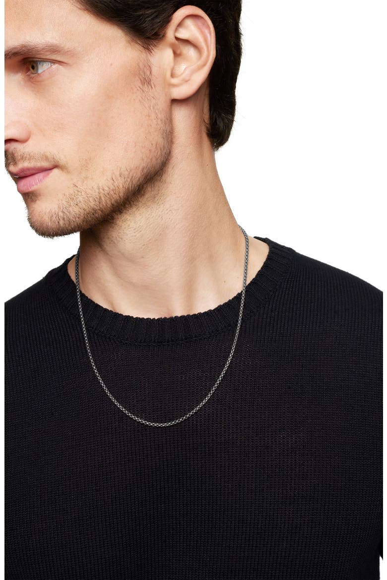 Men's Box Chain Necklace in Grey Titanium, 2.7mm, Alternate, color, TITANIUM/ SILVER