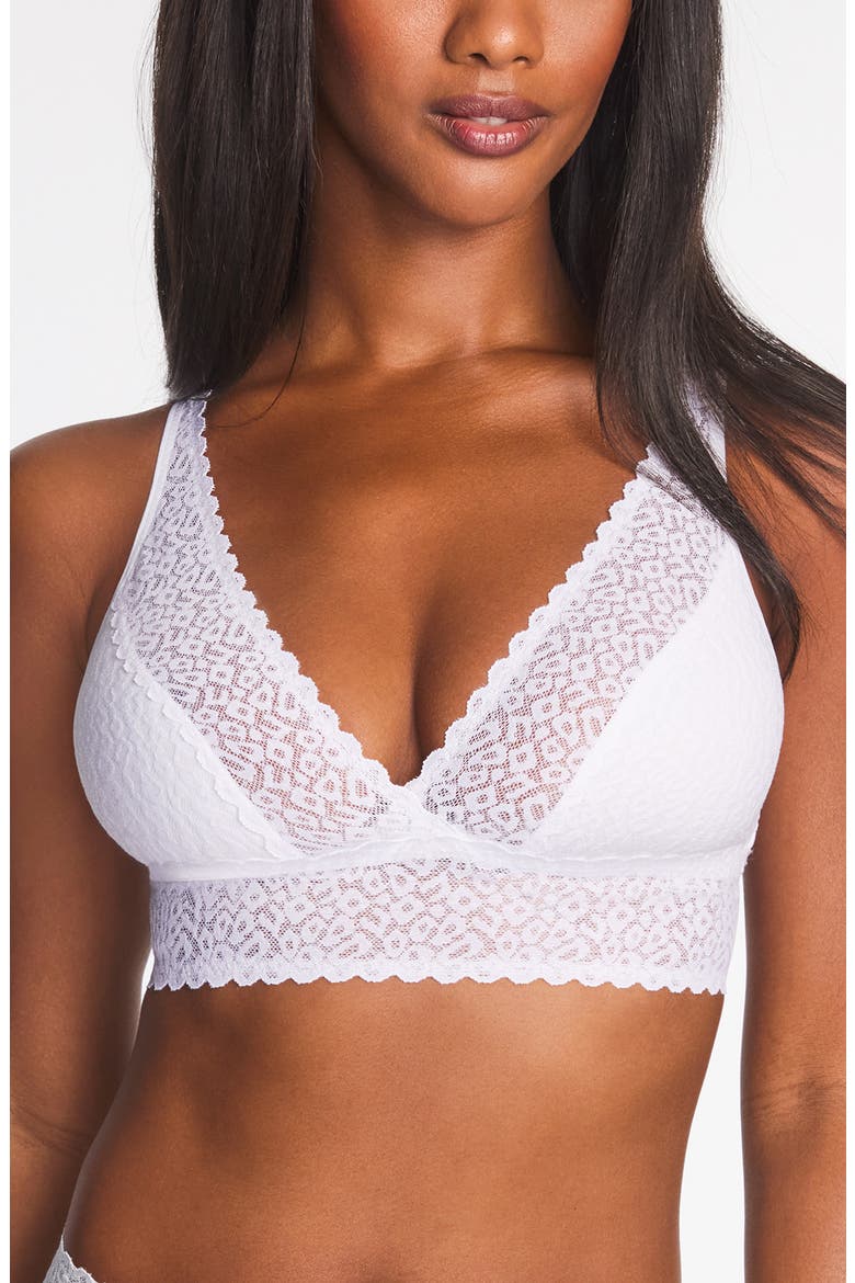 High Bar Lace Trim Bralette, Main, color, WHITE