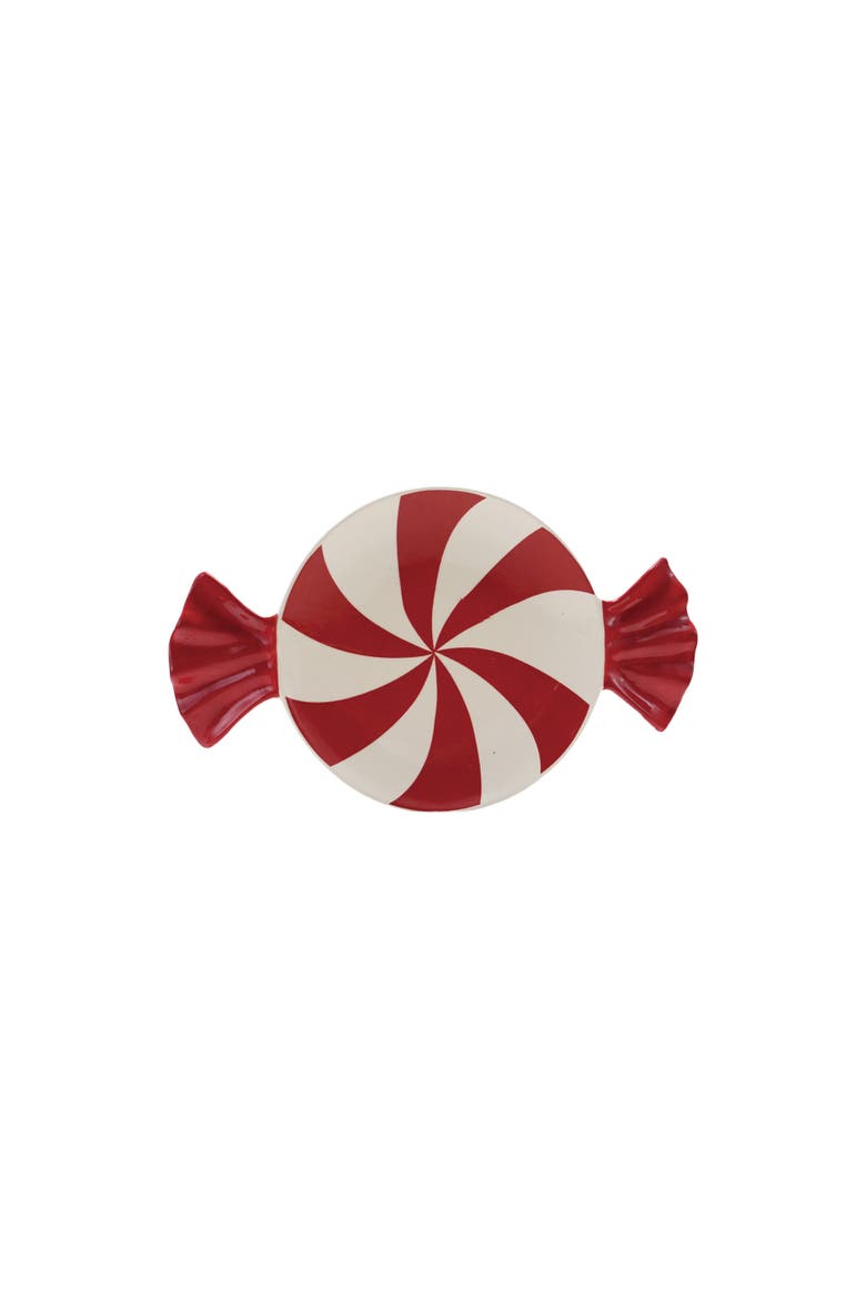 Artisan Dolomite Candy Stripe Plate, Alternate, color, Red and White