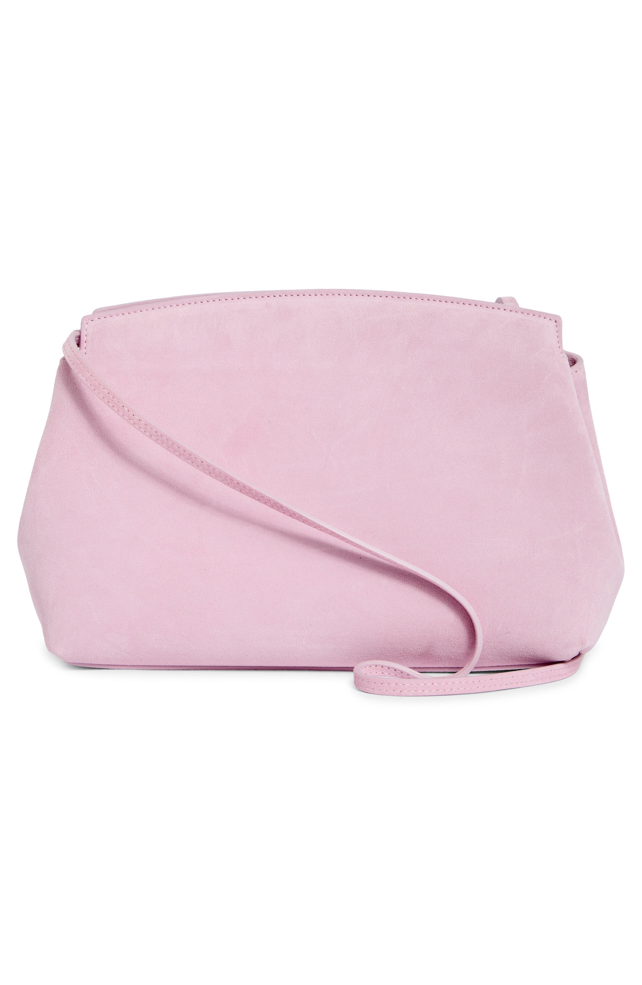 LIFFNER Large Pushlock Suede Clutch, Alternate, color, Pink