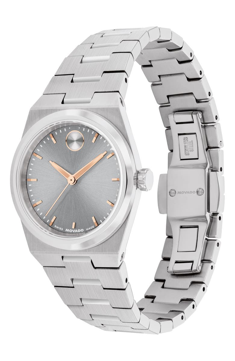 Movado Mini Bold Quest Bracelet Watch, 28mm, Alternate, color, Gold Dial