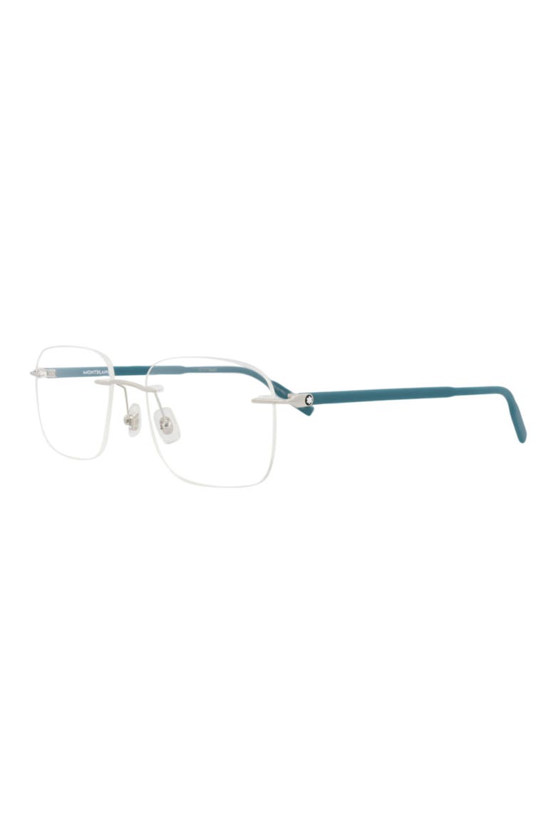 55mm Rimless Square Optical Glasses, Alternate, color, SILVER TEAL TRANSPARENT