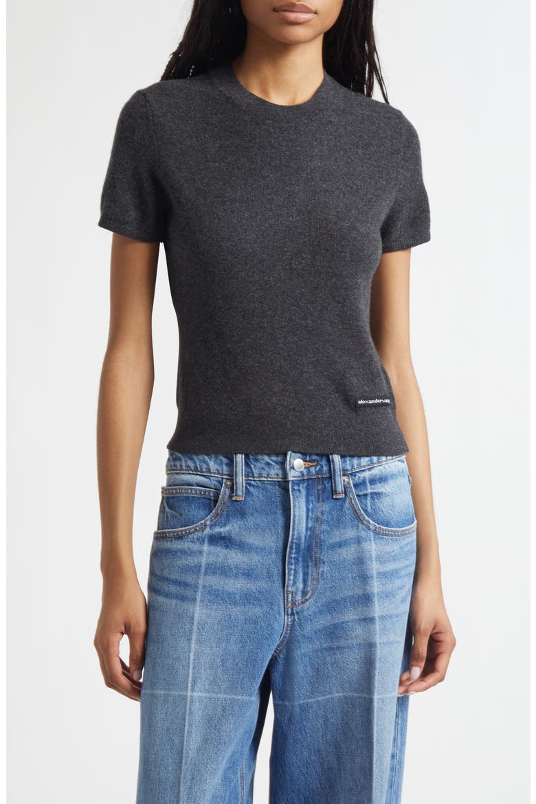 Logo Wool Knit Top, Main, color, CHARCOAL