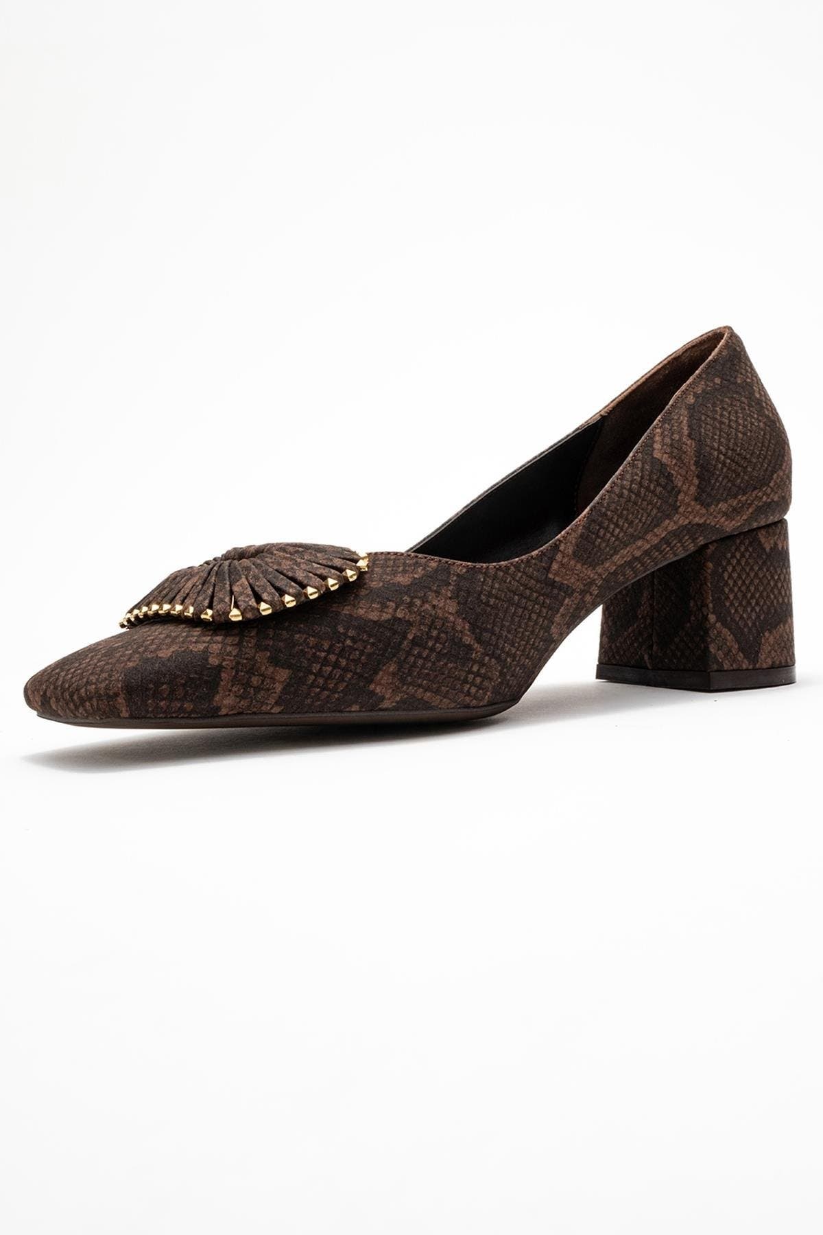 Velora Buckle Square Toe Block Heel Pump, Alternate, color, Brown Pattern