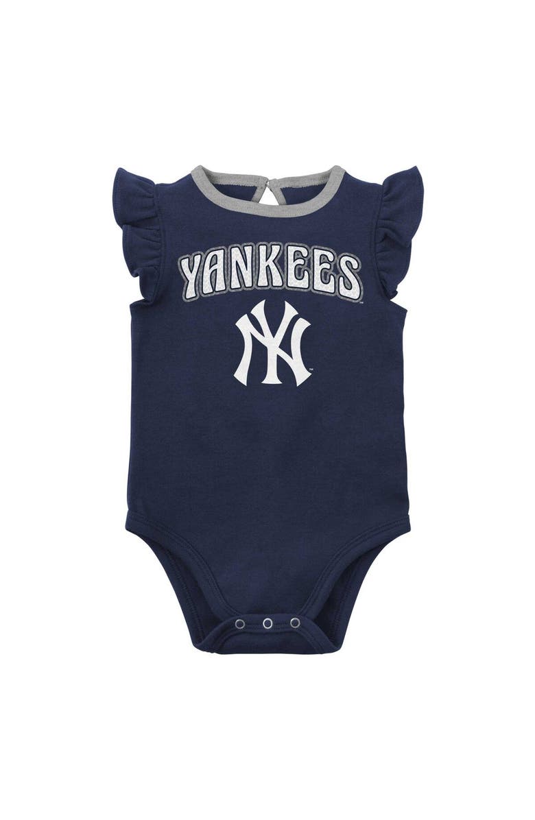 Outerstuff Girls Newborn & Infant Navy/Heather Gray New York Yankees Little Fan Two-Pack Bodysuit Set, Alternate, color, Navy