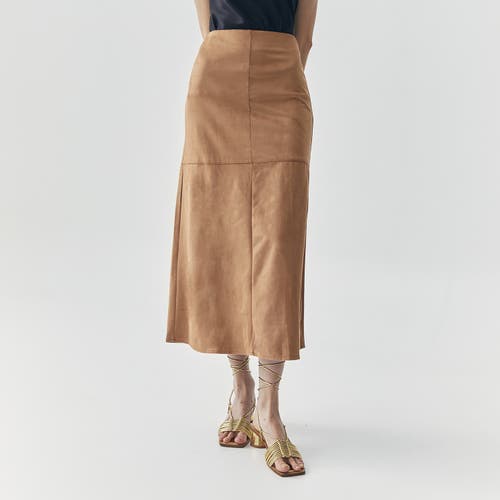 Ats Fern Suede Midi Skirt In Brown