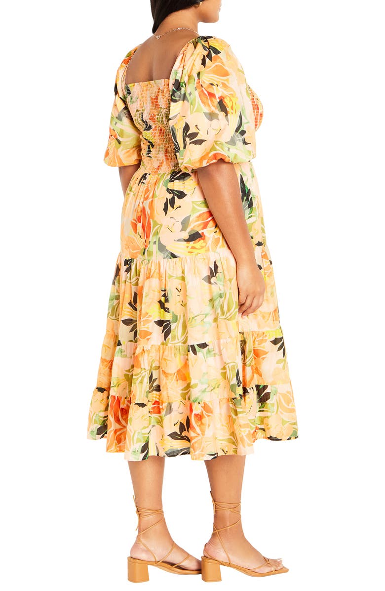 City Chic Ariella Puff Sleeve Dress, Alternate, color, Miami