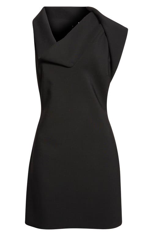 Ferragamo Asymmetric Neck Minidress In Black
