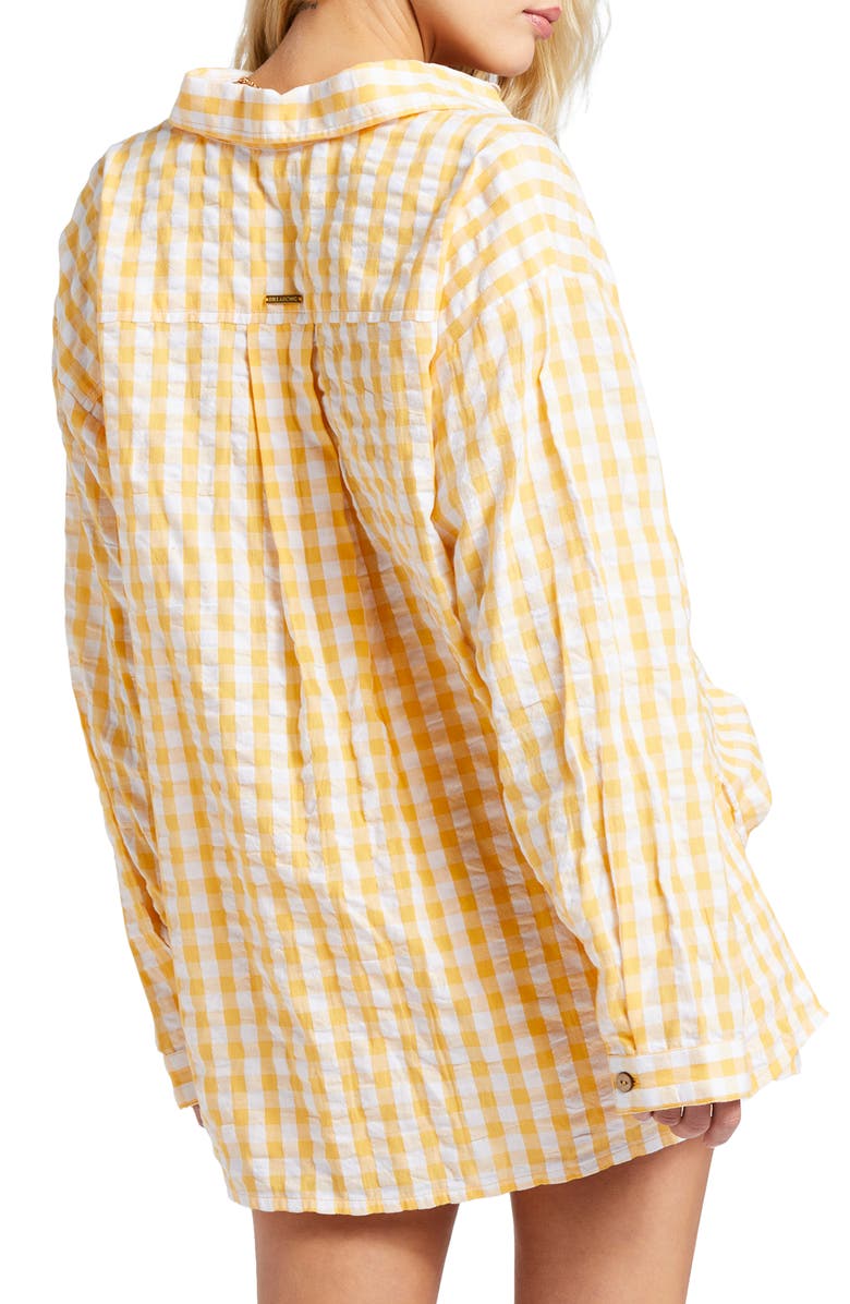 Billabong x Sun Chasers Sunshine Check Oversize Cotton Button-Up Shirt, Alternate, color, 