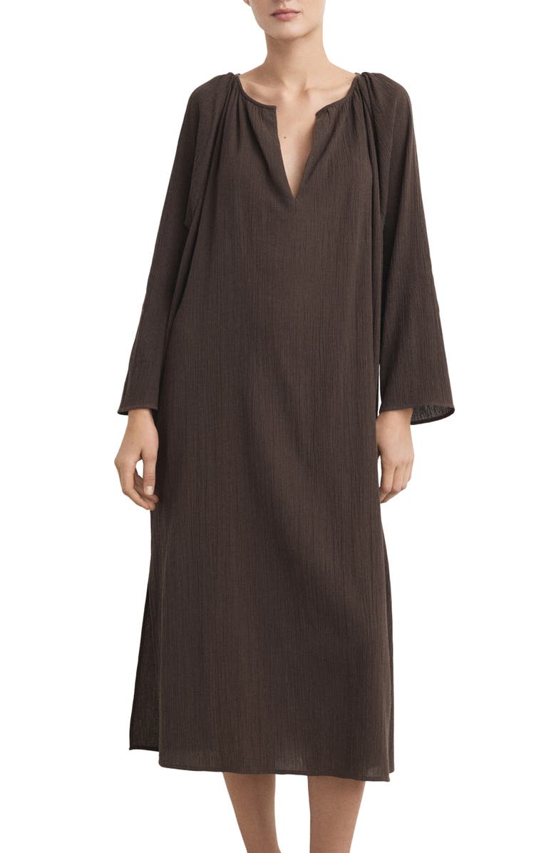 MANGO Gauze Nightgown, Main, color, Chocolate