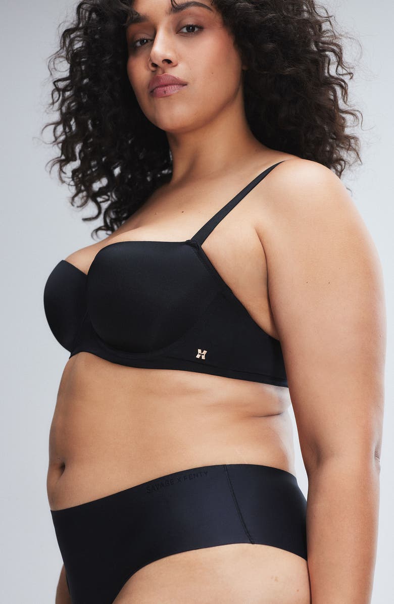 SAVAGE X FENTY Savage Not Sorry Low Cut Balconette Bra, Alternate, color, Black Caviar