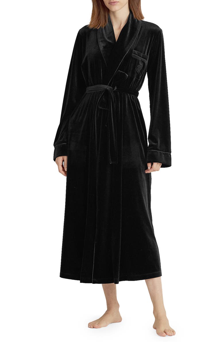 Lauren Ralph Lauren Shawl Collar Long Velvet Robe, Main, color, 