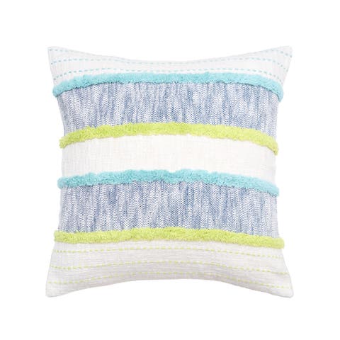 Benn Striped Tufted Texture Cotton Decorative Throw Pillow, 20" x 20" With Insert