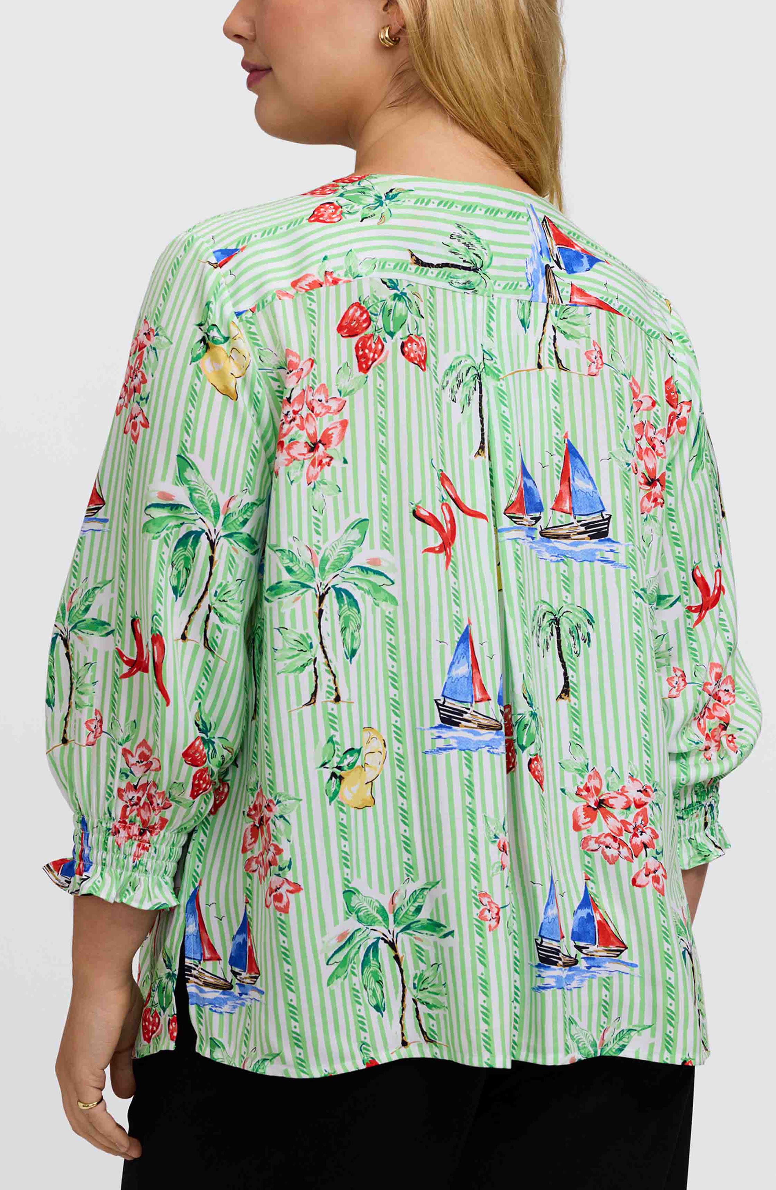 Alicia Resort Stripe Popover Top - image 2