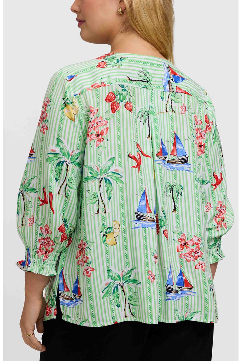 Alicia Resort Stripe Popover Top, Alternate, color, GREEN MULTI