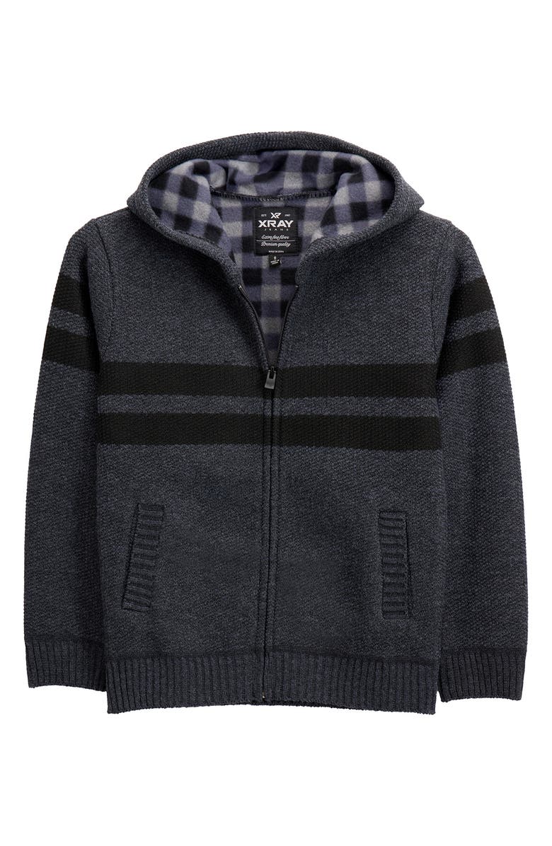 XRAY Kids' Stripe Full Zip Hoodie, Main, color, Charcoal/Black