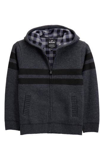 X-ray Xray Kids' Stripe Full Zip Hoodie In Black
