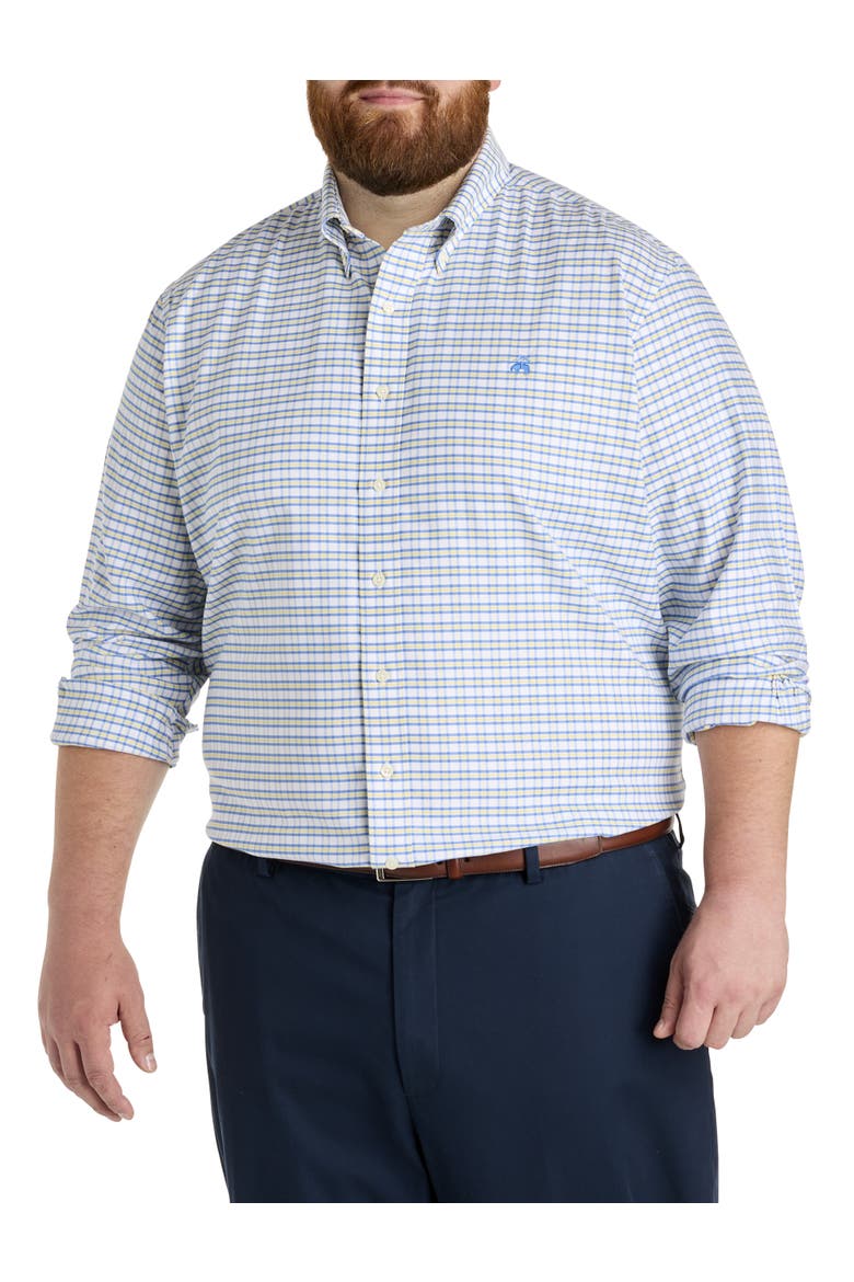 Big & Tall Non-Iron Check Sport Shirt, Main, color, REGATTA YELLOW