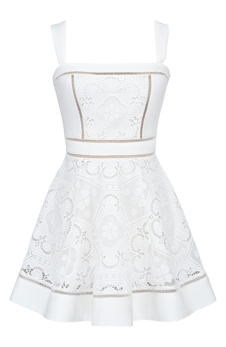 HOUSE OF CB Ava Cotton Brodiere Anglaise Minidress, Alternate, color, White