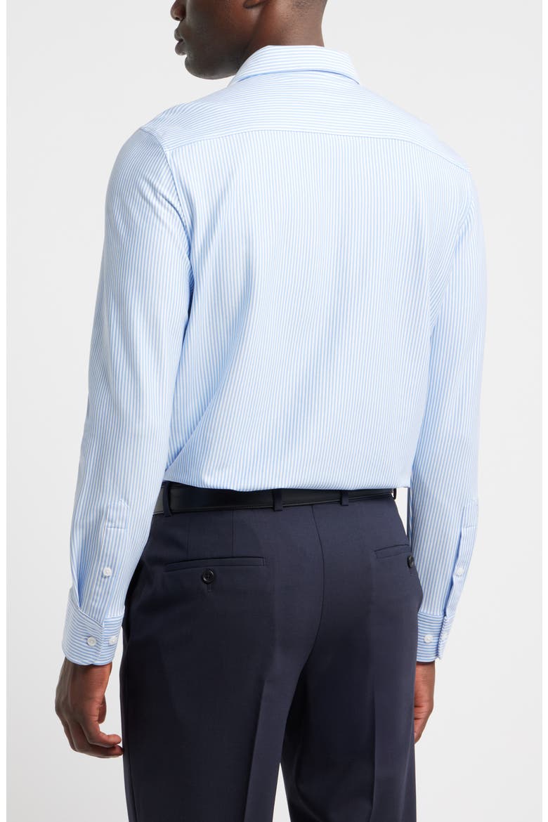 Tiller Lux Cotton Stripe Knit Button-Up Shirt, Alternate, color, BLUE- WHITE SHIRTING STRIPE