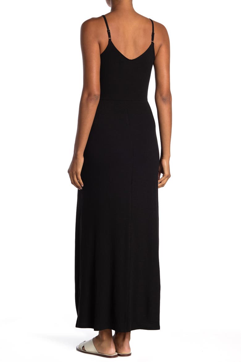 Ribbed Keyhole Cutout Maxi Dress, Alternate, color, BLACK
