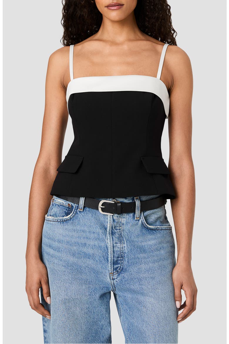 Azra Foldover Camisole, Main, color, BLACK/ PORCELAIN CREAM
