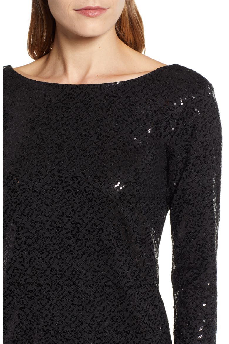 Gibson x Glam Squad Megan Sequin Embellished Scoop Back Top (Nordstrom Exclusive), Alternate, color, BLACK