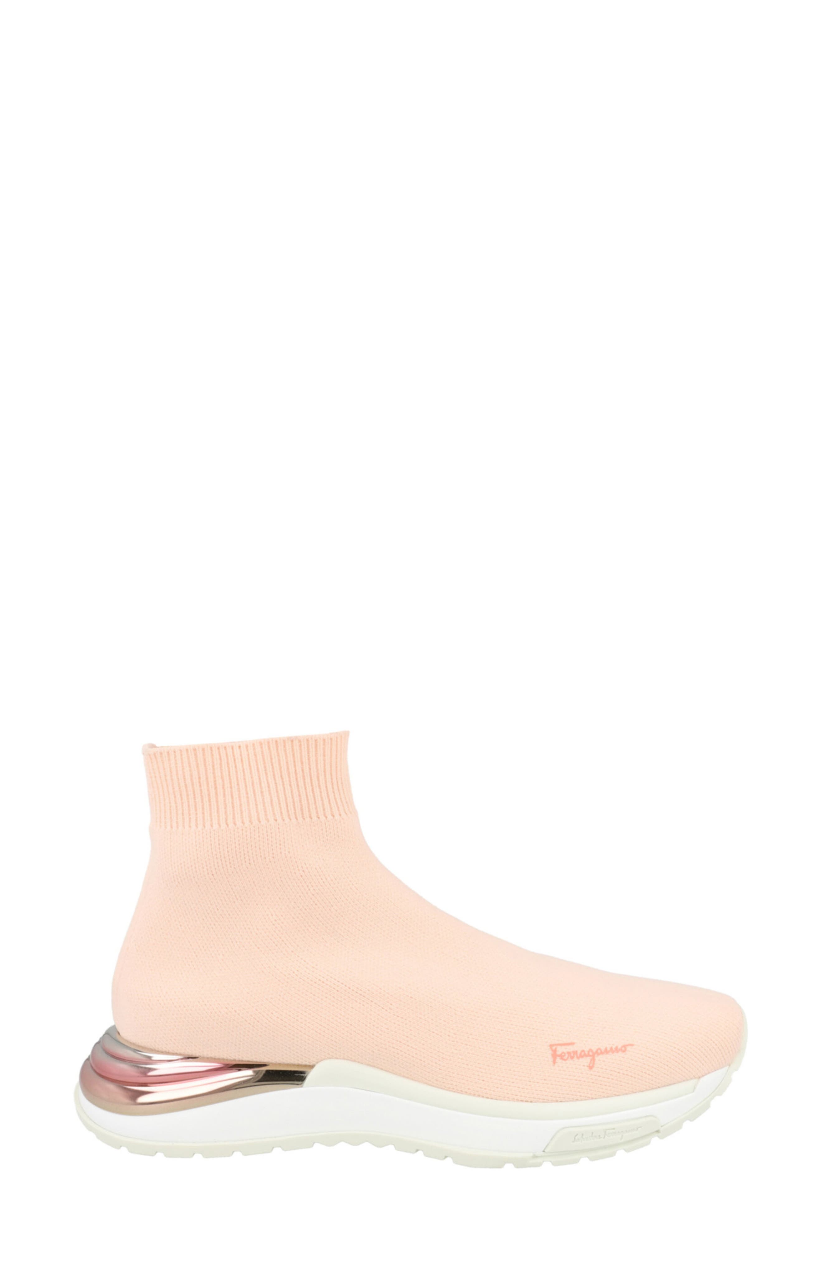 FERRAGAMO Ninette Knit Sock High Top Sneaker, Alternate, color, Pink