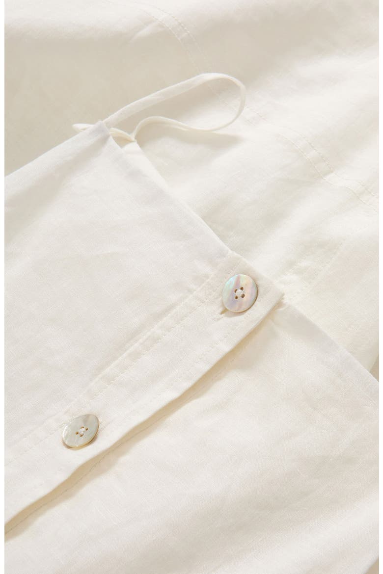 Georges Linen Button-Up Midi Sundress, Alternate, color, WHITE
