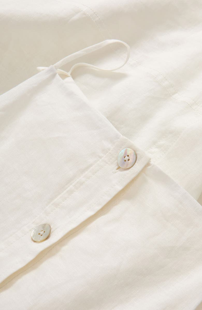 Veronica Beard Georges Linen Button-Up Midi Sundress, Alternate, color, White