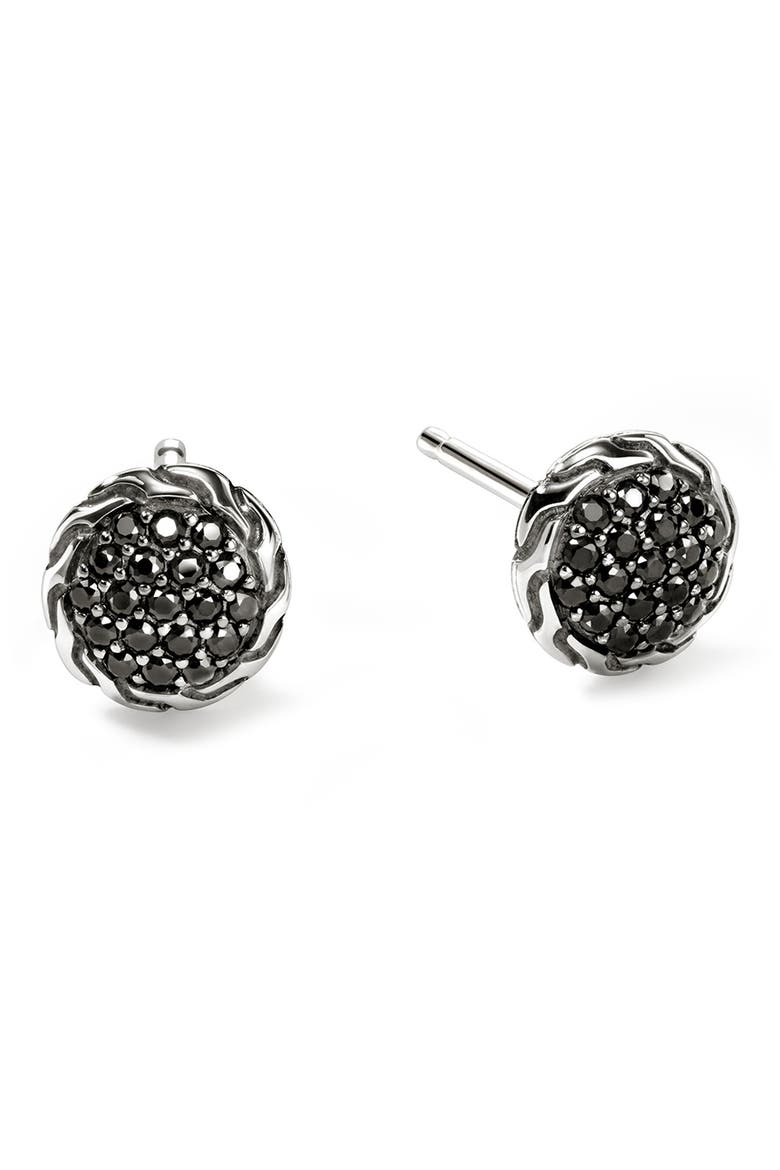 JH Essentials Stud Earrings, 7mm, Main, color, SILVER/ BLACK SAPPHIRE