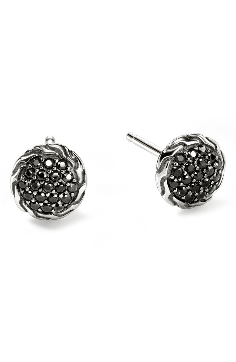 John Hardy JH Essentials Stud Earrings, 7mm, Main, color, Silver/ Black Sapphire