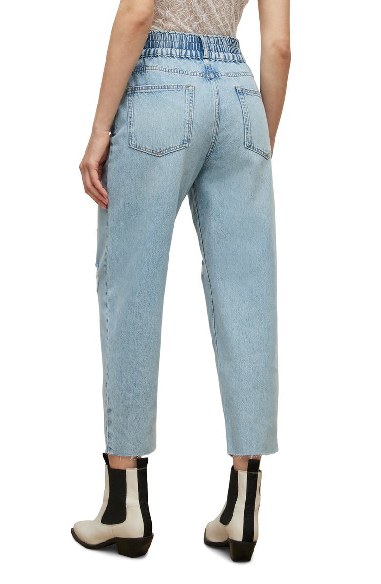 AllSaints Hailey Ripped High Waist Ankle Straight Leg Jeans, Alternate, color, 
