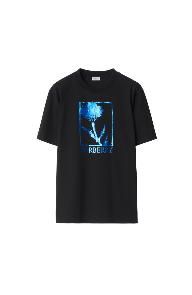 Burberry Thistle Cotton T-shirt, Alternate, color, Black