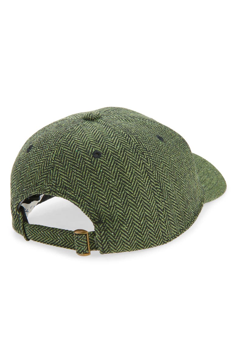 Clare V. Wool Herringbone Adjustable Baseball Cap, Alternate, color, Green & Black W Petit Ciao
