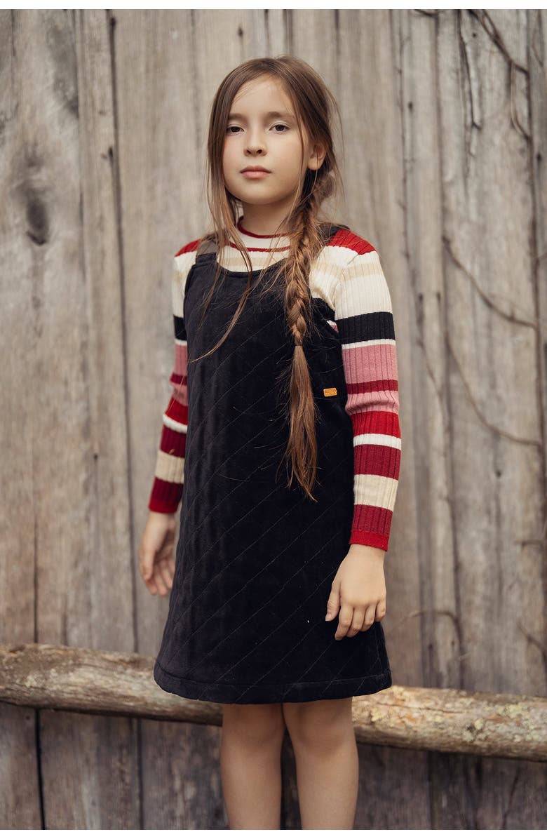 Charlotte & George Quilted Velour Jumper with Adjustable Straps, Alternate, color, Black