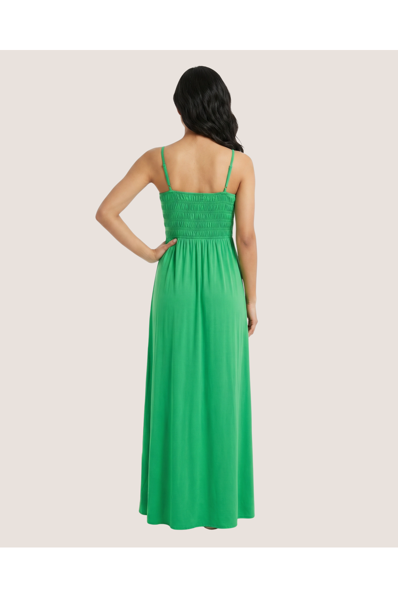 Montecito Maxi Bra-Free Dress with Smocked Bodice, Alternate, color, Kelly Green