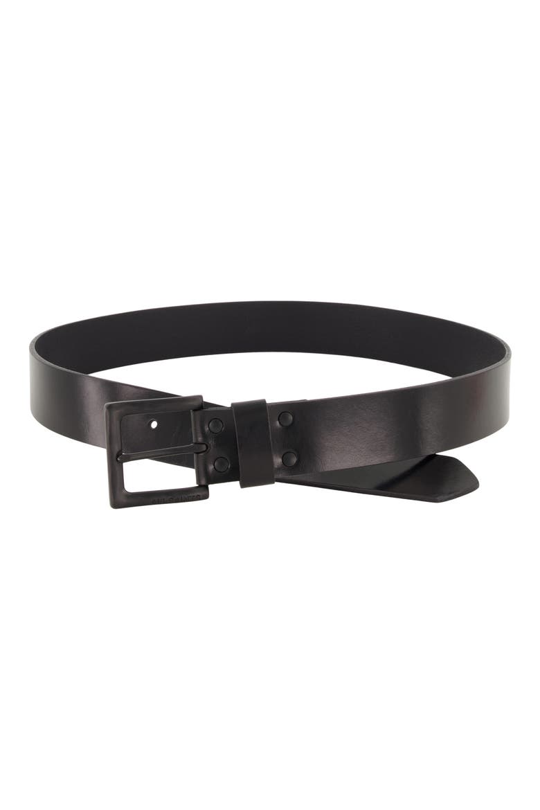 Solid Leather Belt, Alternate, color, BLACK