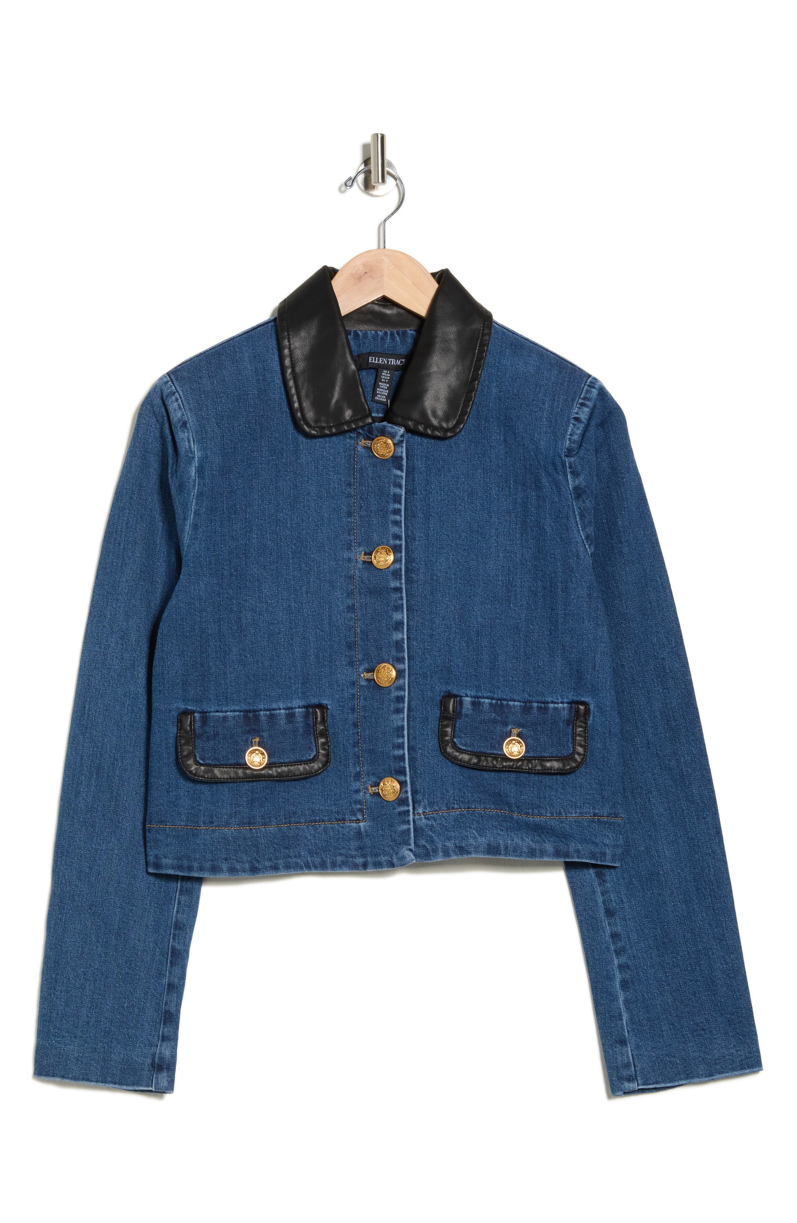 Faux Leather Trim Denim Jacket (Women) | Nordstromrack
