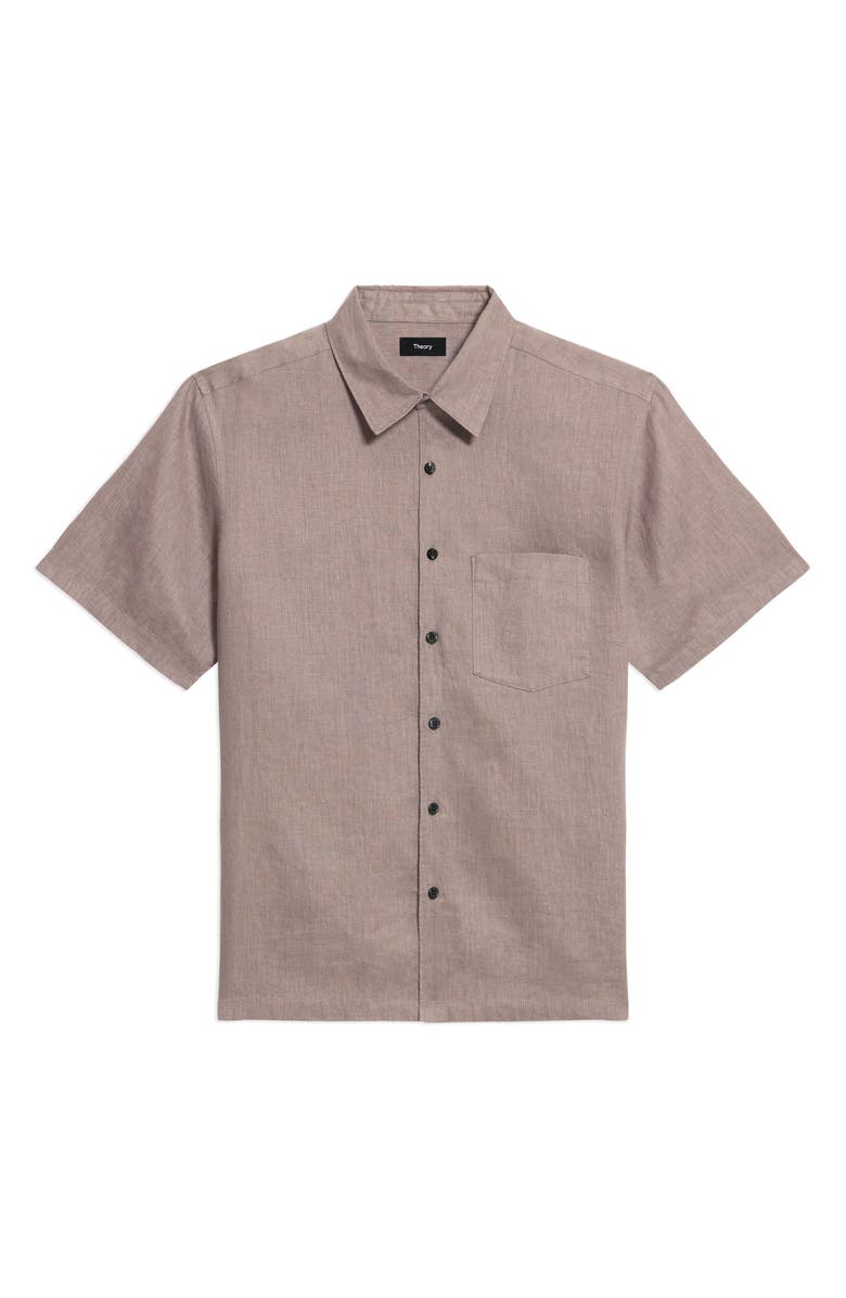 Theory Irving Solid Short Sleeve Linen Button-Up Shirt, Alternate, color, 