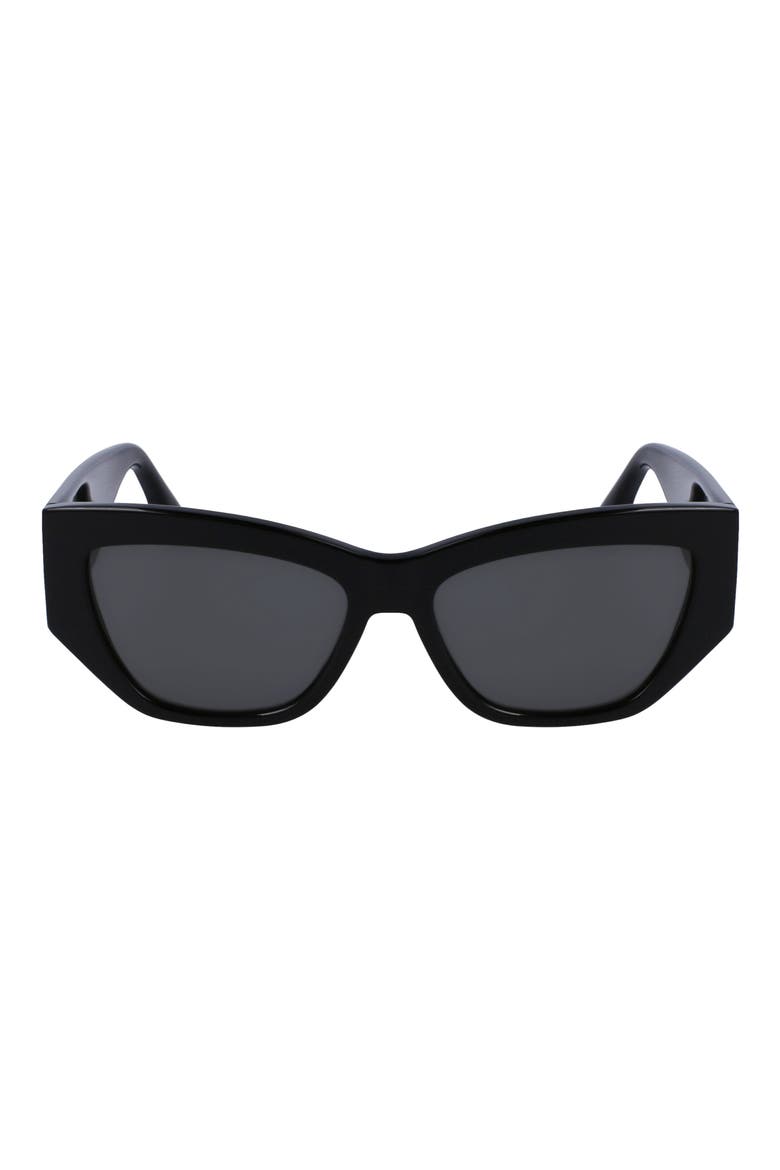 55mm Cat Eye Sunglasses, Main, color, BLACK