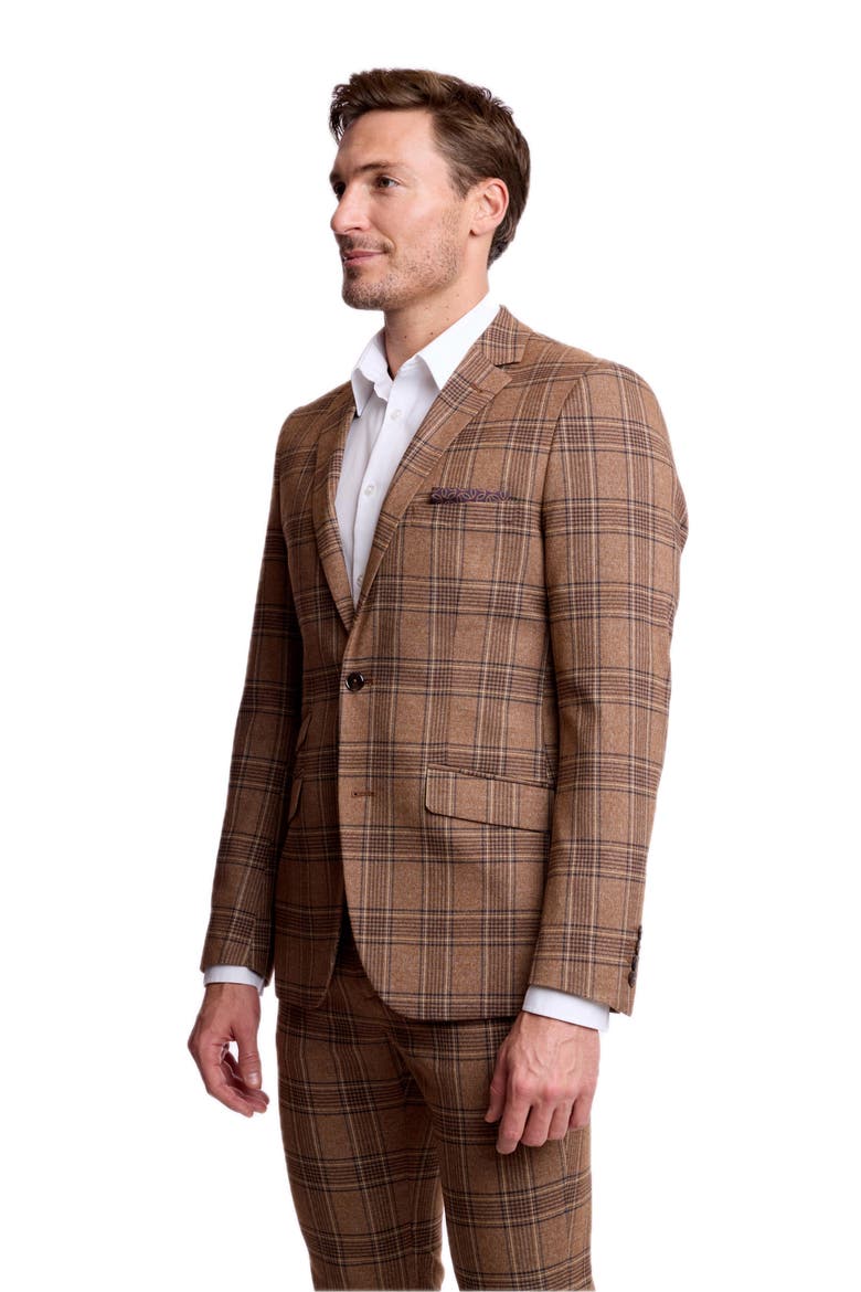 Dover Slim Fit Plaid Notch Lapel Suit Jacket, Alternate, color, BROWN TAN PLAID