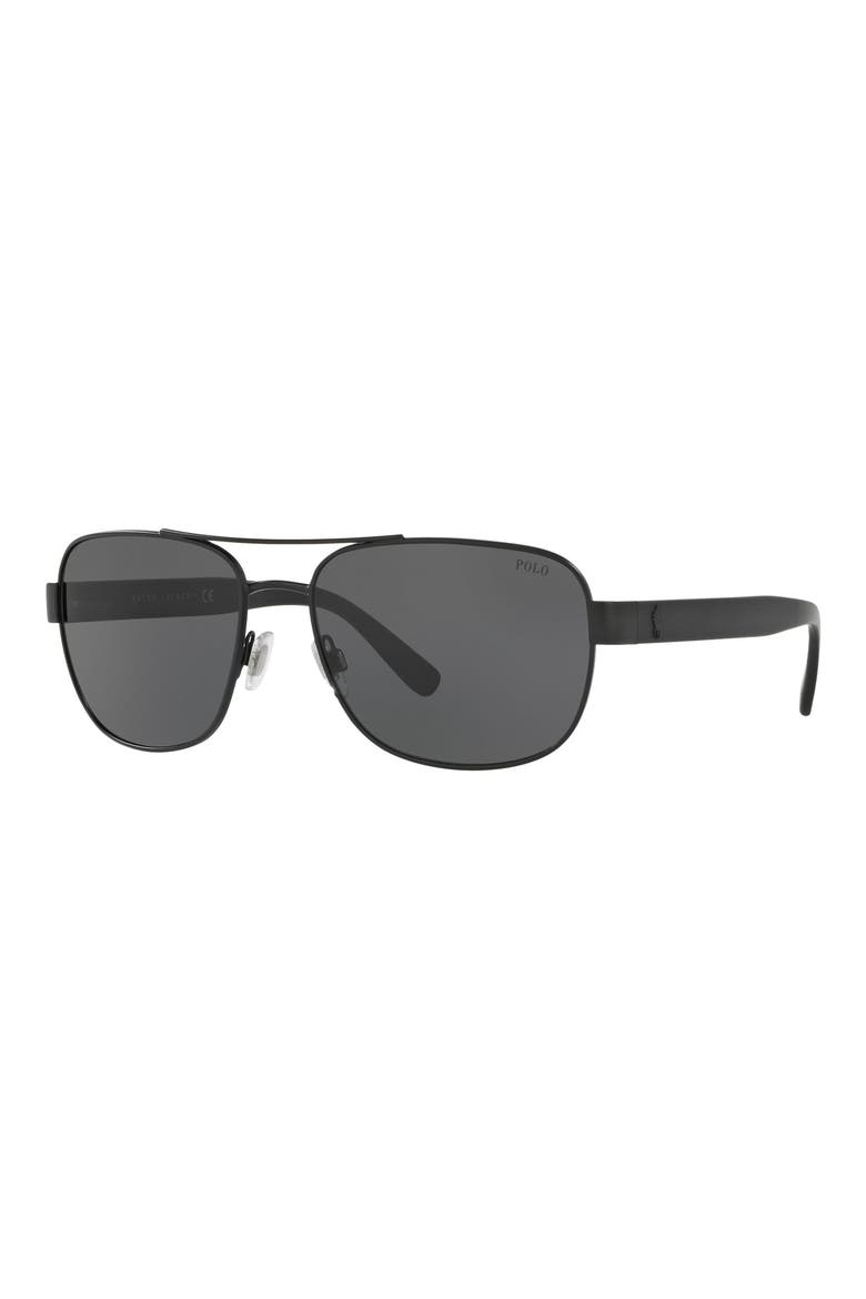 60mm Aviator Sunglasses, Alternate, color, MATTE BLACK